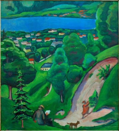 Landschap aan de Tegernsee door August Macke